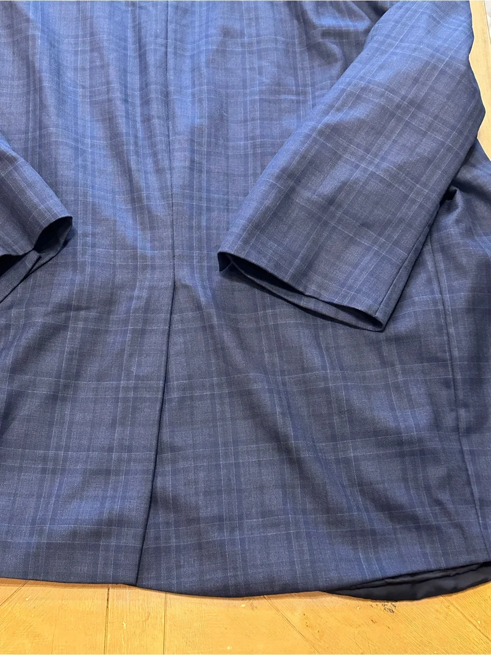 Vintage H. Freeman & Son custom-tailored navy blue windowpane sport coat